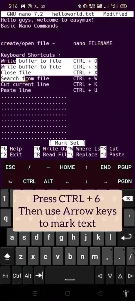 Nano termux
