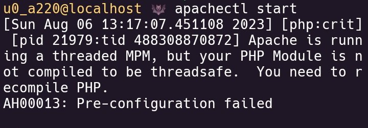 PHP-Apache [Error - AH00013 : Pre-configuration failed]